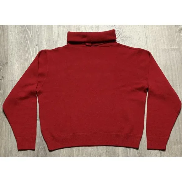 Women's Miss Pendleton 100% Virgin Wool Turtleneck Sweater Red Size Large - Picture 7 of 11